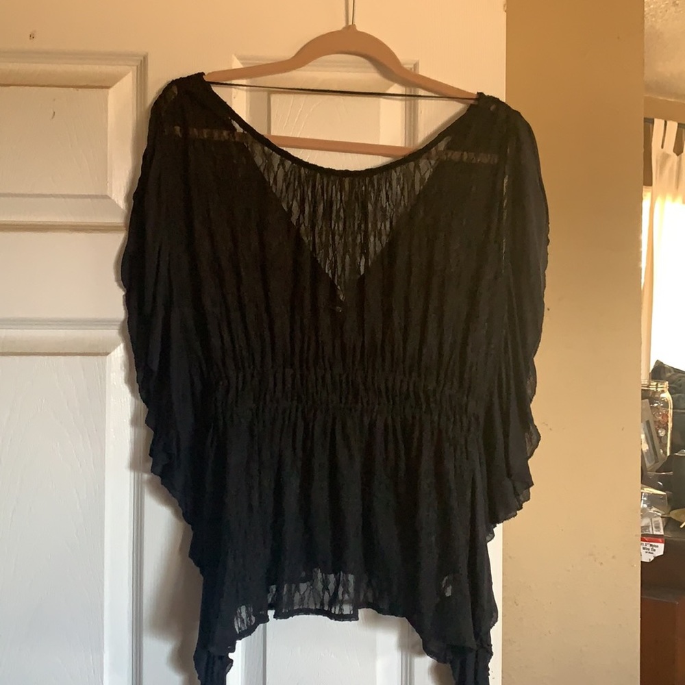 Free people black lace shirt M